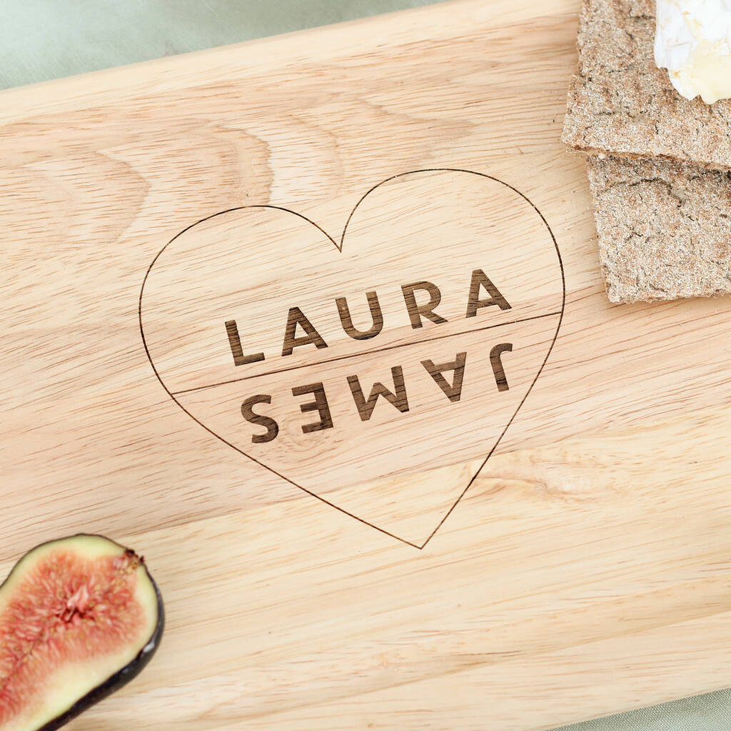 Personalised Couples Heart Chopping Board Gift
