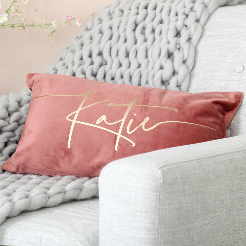 Personalised Script Font Name Velvet Cushion