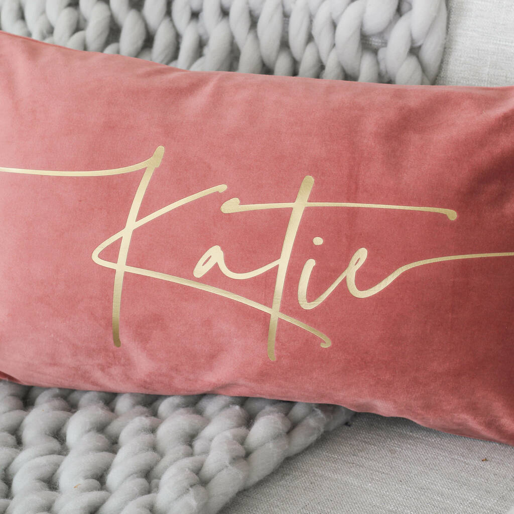 Personalised Script Font Name Velvet Cushion