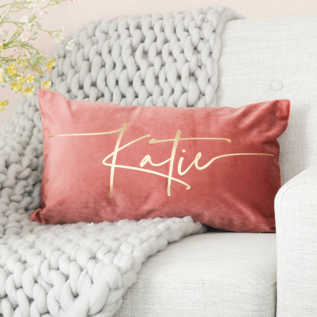 Personalised Script Font Name Velvet Cushion