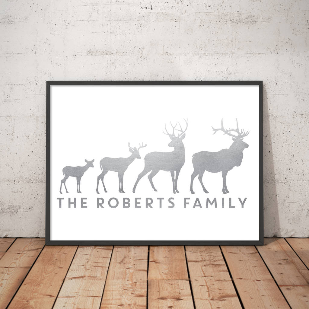 Personalised Stag Family Foil Print